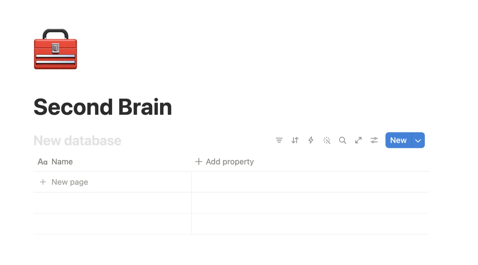 Notion Second Brain database with Add property